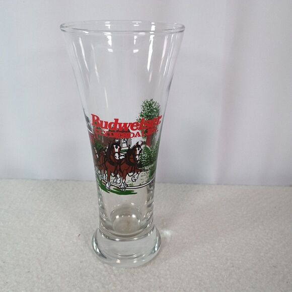 Budweiser Clydesdales Beer Glass Libbey Pilsner 12 oz Horses Vintage 1991 - Picture 1 of 11